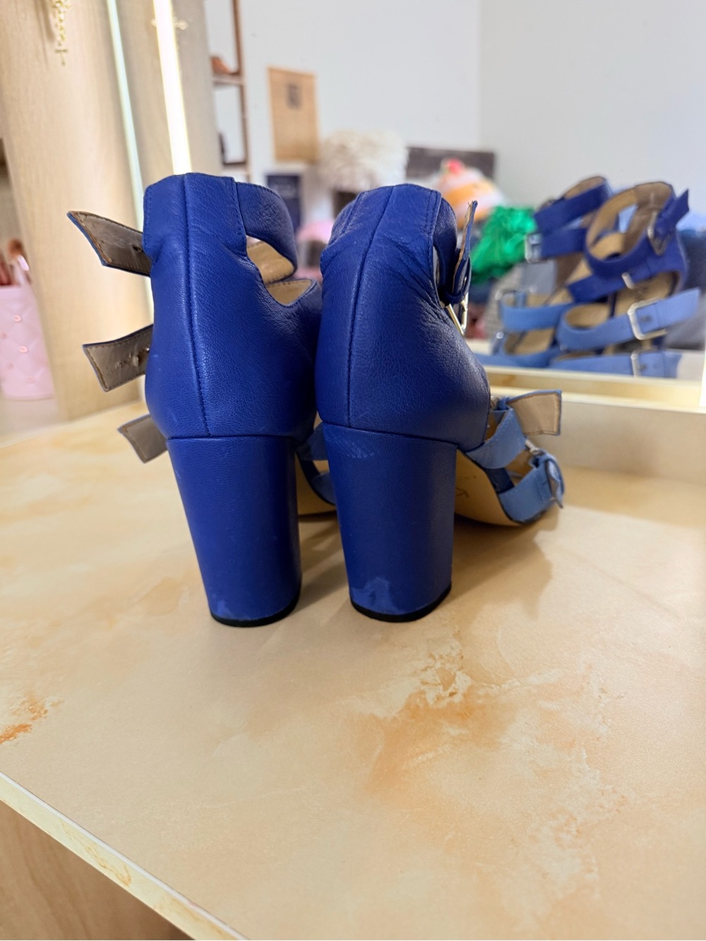 Katy Perry Collections Two-Tone Blue Buckle Block Heels - Picture 4 of 5